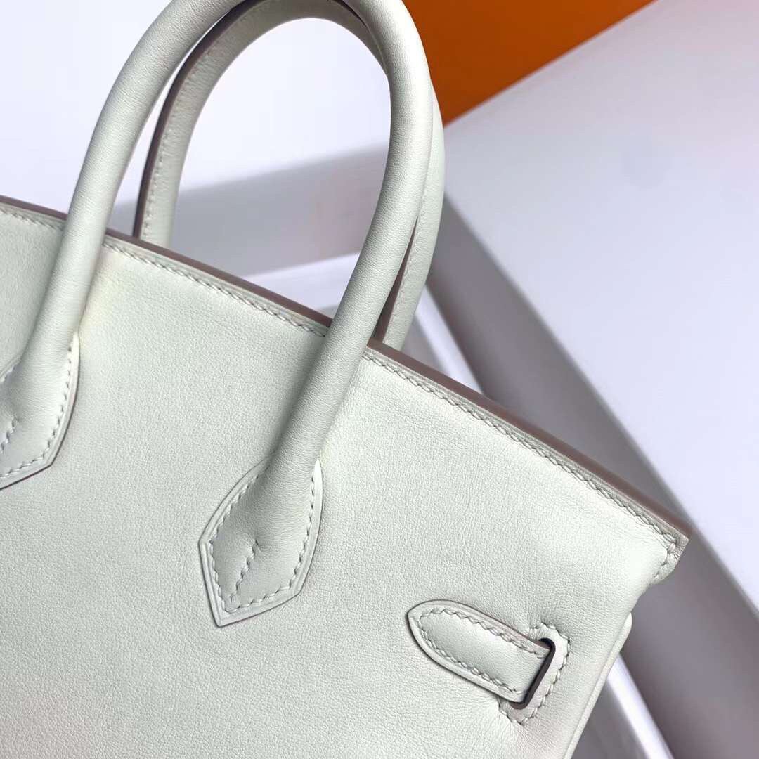 Hermes Birkin 25CM Swift Leather Handbag White 